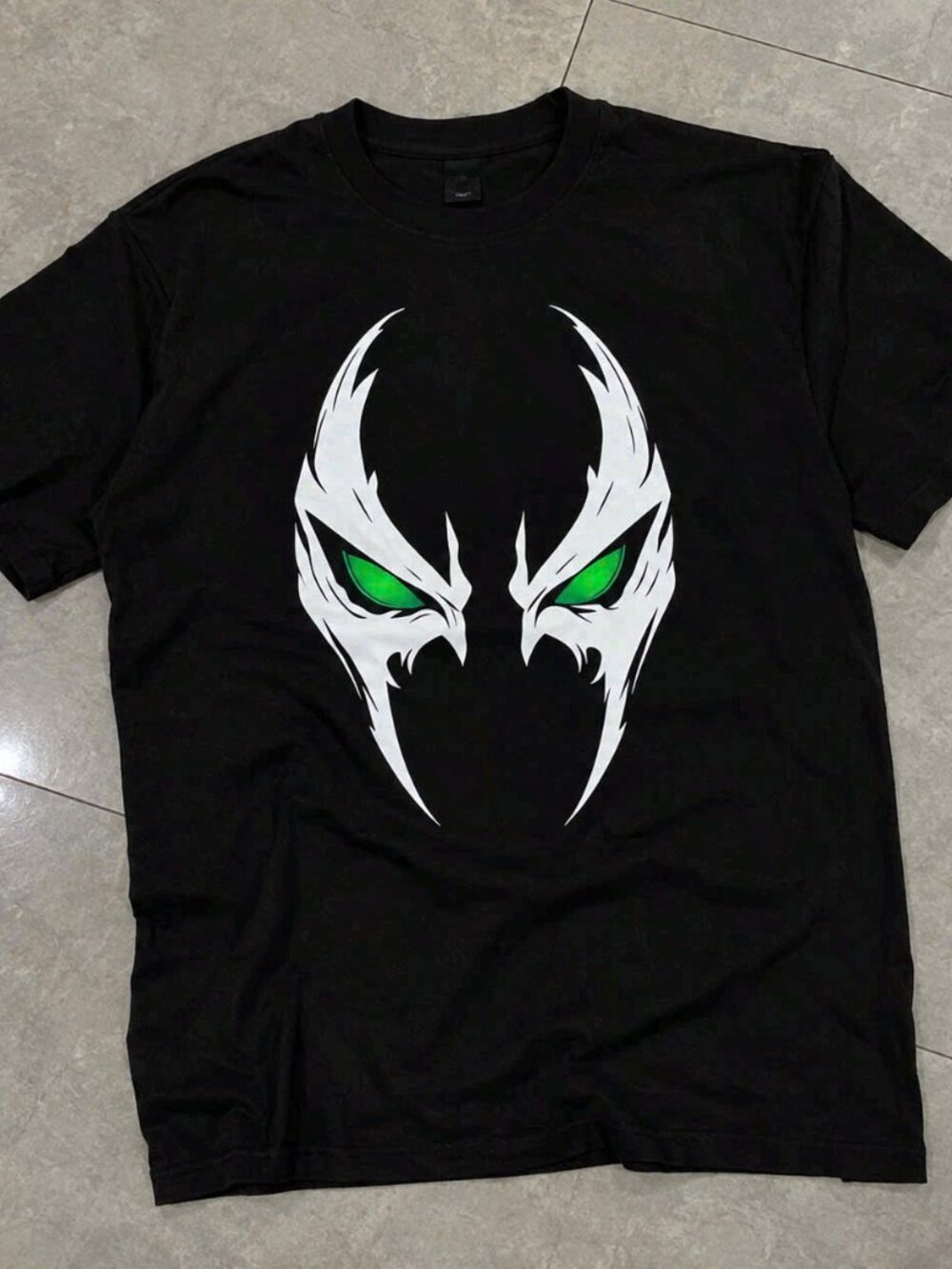 Spawn Green Eyes Comic Superhero Logo Graphic T-Shirt Black